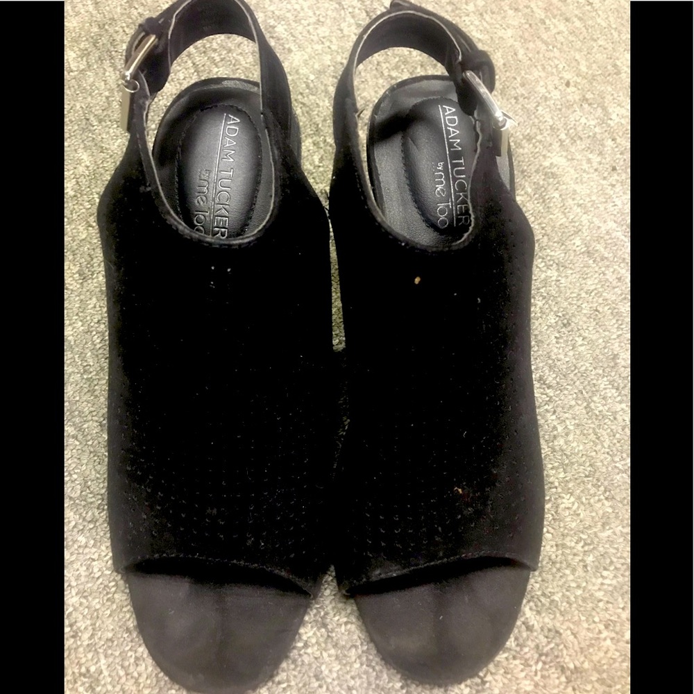 Adam Tucker by Me Too black suede open toe shoe